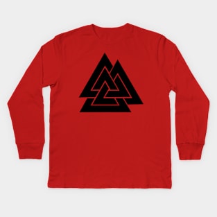 Valknut (black symbol) Kids Long Sleeve T-Shirt